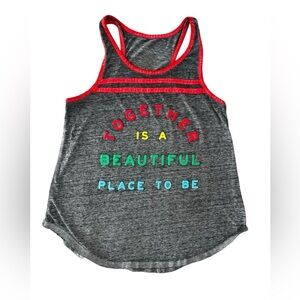 Zoe + Liv Rainbow Racerback Tank Top Size Large Gray Together is a Beautiful